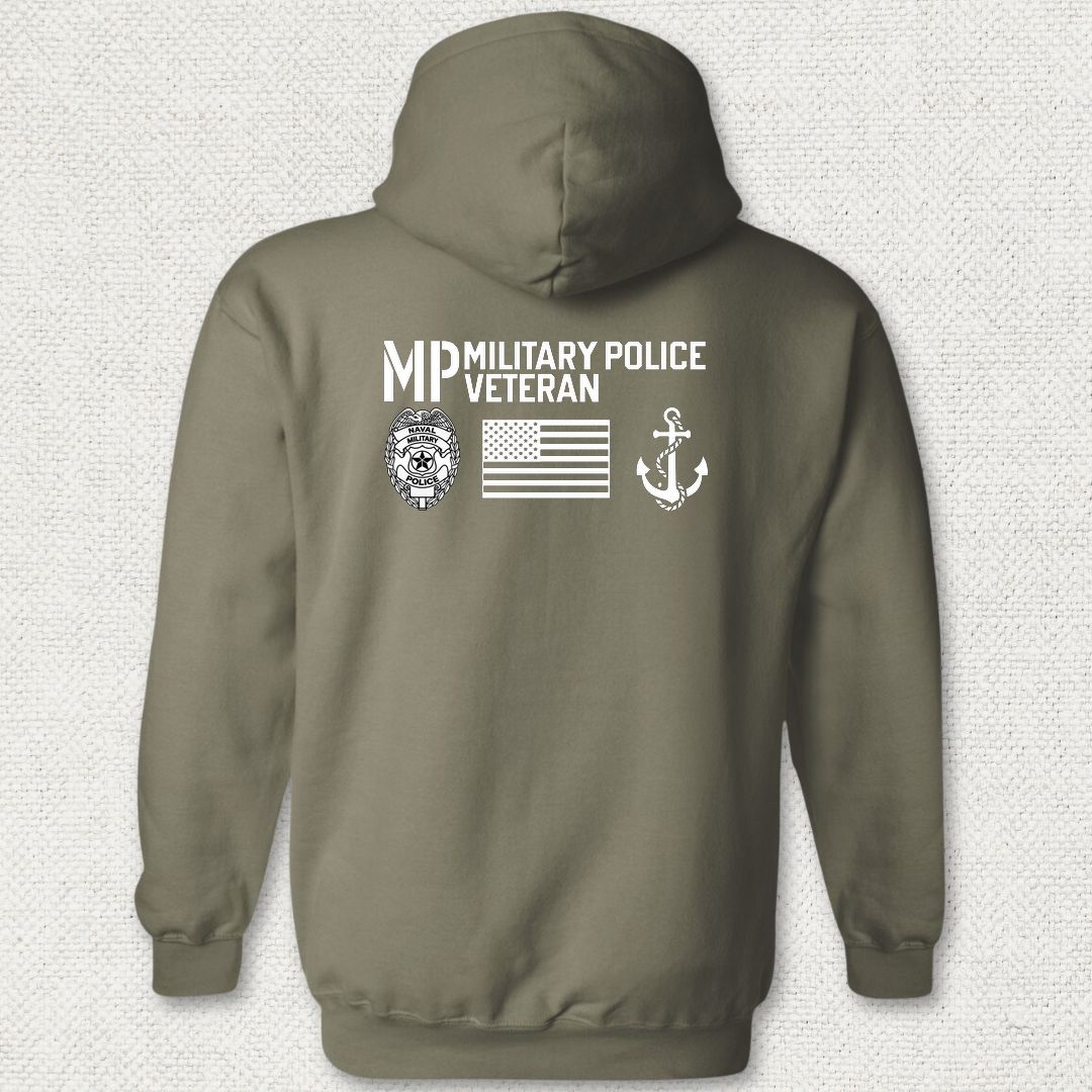 Military Police Veteran - Flag & Anchor Hoodie - Military Green