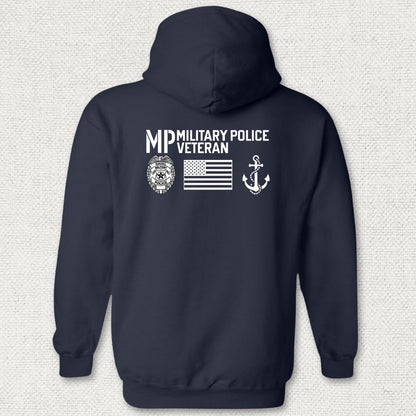 Military Police Veteran - Flag & Anchor Hoodie - Navy
