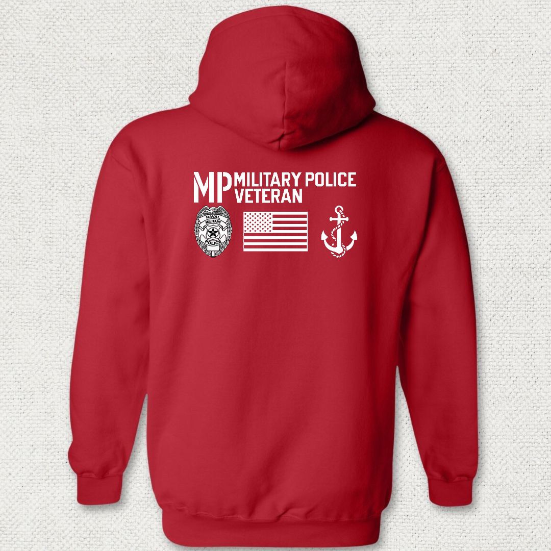 Military Police Veteran - Flag & Anchor Hoodie - Red