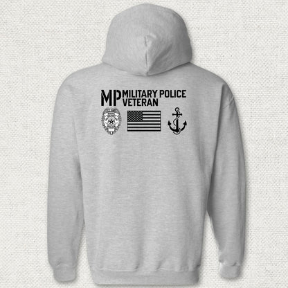 Military Police Veteran - Flag & Anchor Hoodie - Sport Grey