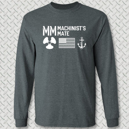 MM - Flag & Anchor Long Sleeve Tee - Dark Heather