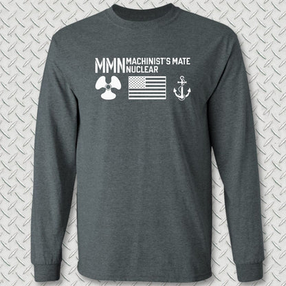 MMN - Flag & Anchor Long Sleeve Tee - Dark Heather
