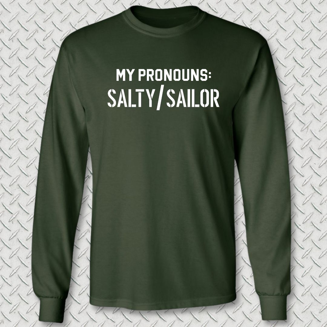 My Pronouns Long Sleeve Tee - Forest Green