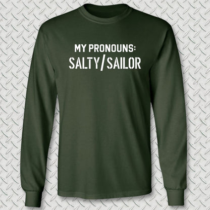 My Pronouns Long Sleeve Tee - Forest Green