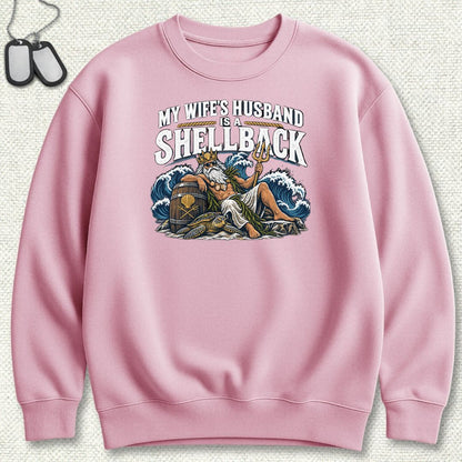 My Wife's Husband Is A Shellback Sweatshirt - Pink