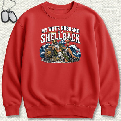 My Wife's Husband Is A Shellback Sweatshirt - Red