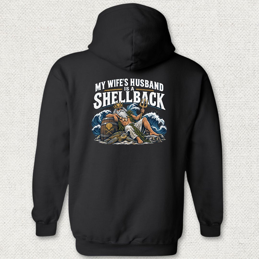 My Wife's Husband Is A Shellback Hoodie - Black