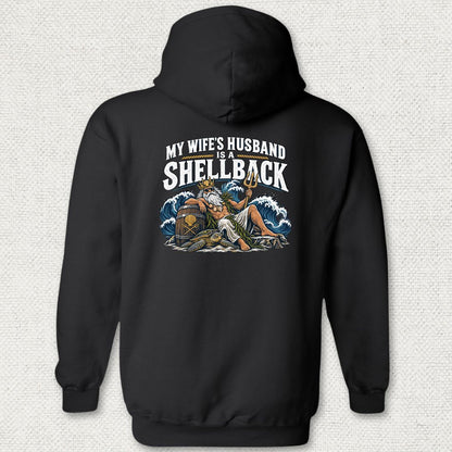 My Wife's Husband Is A Shellback Hoodie - Black