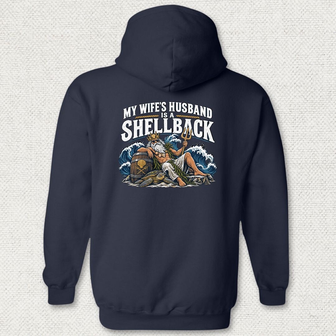 My Wife's Husband Is A Shellback Hoodie - Navy