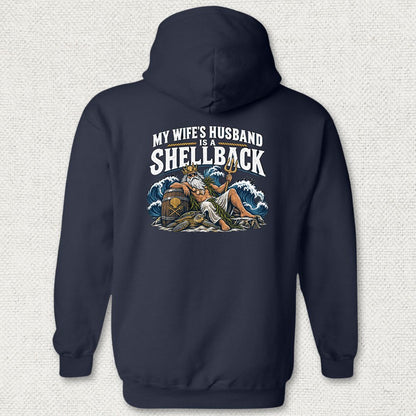 My Wife's Husband Is A Shellback Hoodie - Navy