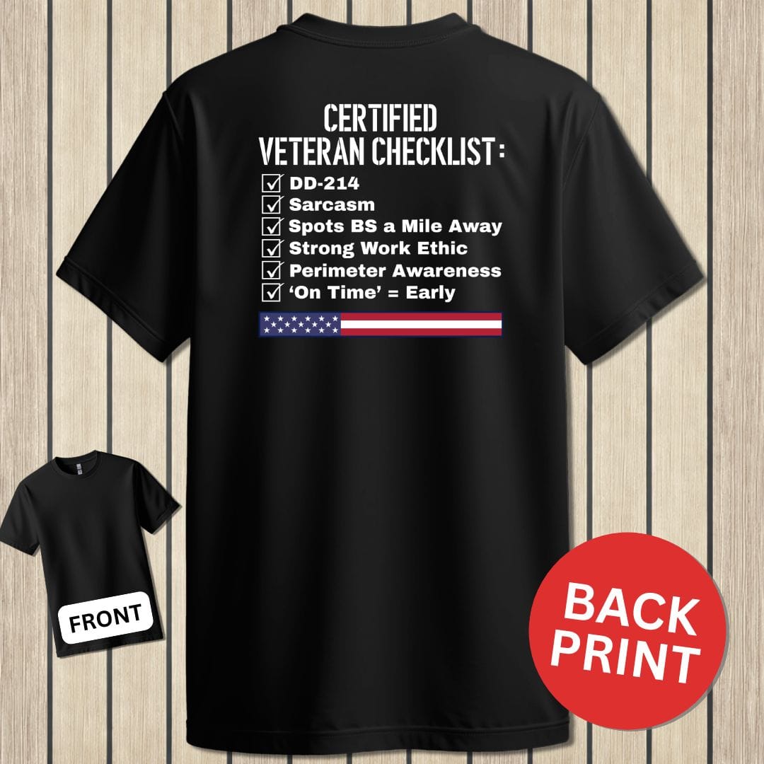 NavyHumor Classic Cotton T-shirt Black / S Certified Veteran Checklist