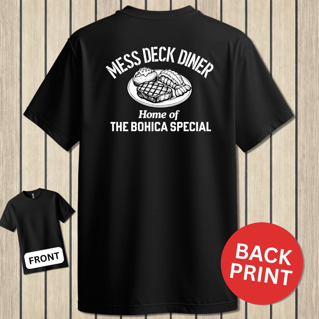 NavyHumor Classic Cotton T-shirt Black / S Mess Deck Diner - BOHICA Special