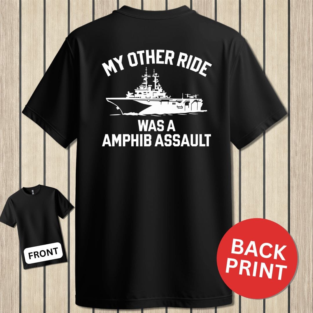 NavyHumor Classic Cotton T-shirt Black / S My Other Ride - Amphib Assault