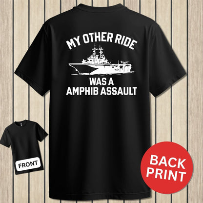 NavyHumor Classic Cotton T-shirt Black / S My Other Ride - Amphib Assault