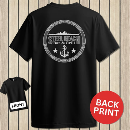 NavyHumor Classic Cotton T-shirt Black / S Steel Beach Bar & Grill - Surface