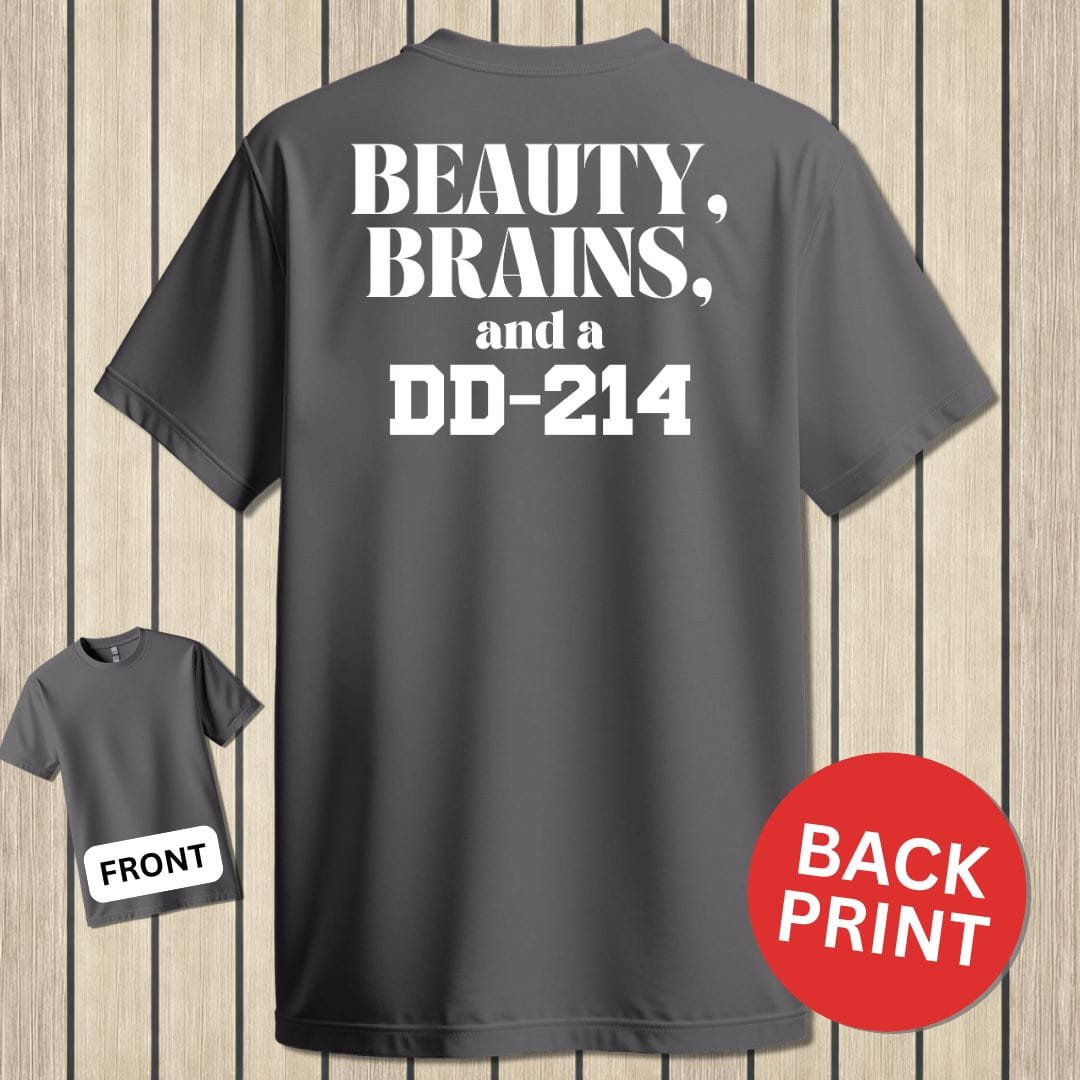 NavyHumor Classic Cotton T-shirt Charcoal / S Beauty, Brains and a DD-214