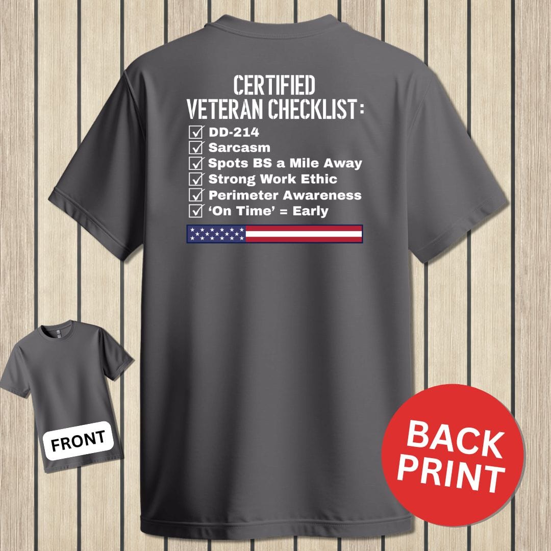 NavyHumor Classic Cotton T-shirt Charcoal / S Certified Veteran Checklist