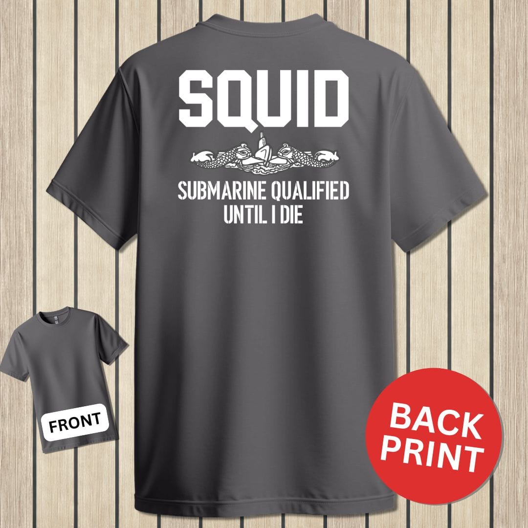 NavyHumor Classic Cotton T-shirt Charcoal / S Squid - Submarine Qualified