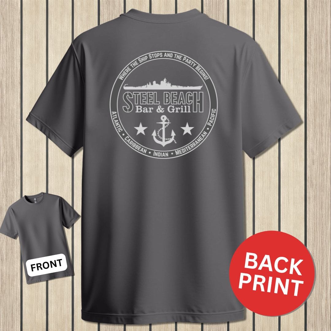NavyHumor Classic Cotton T-shirt Charcoal / S Steel Beach Bar & Grill - Surface