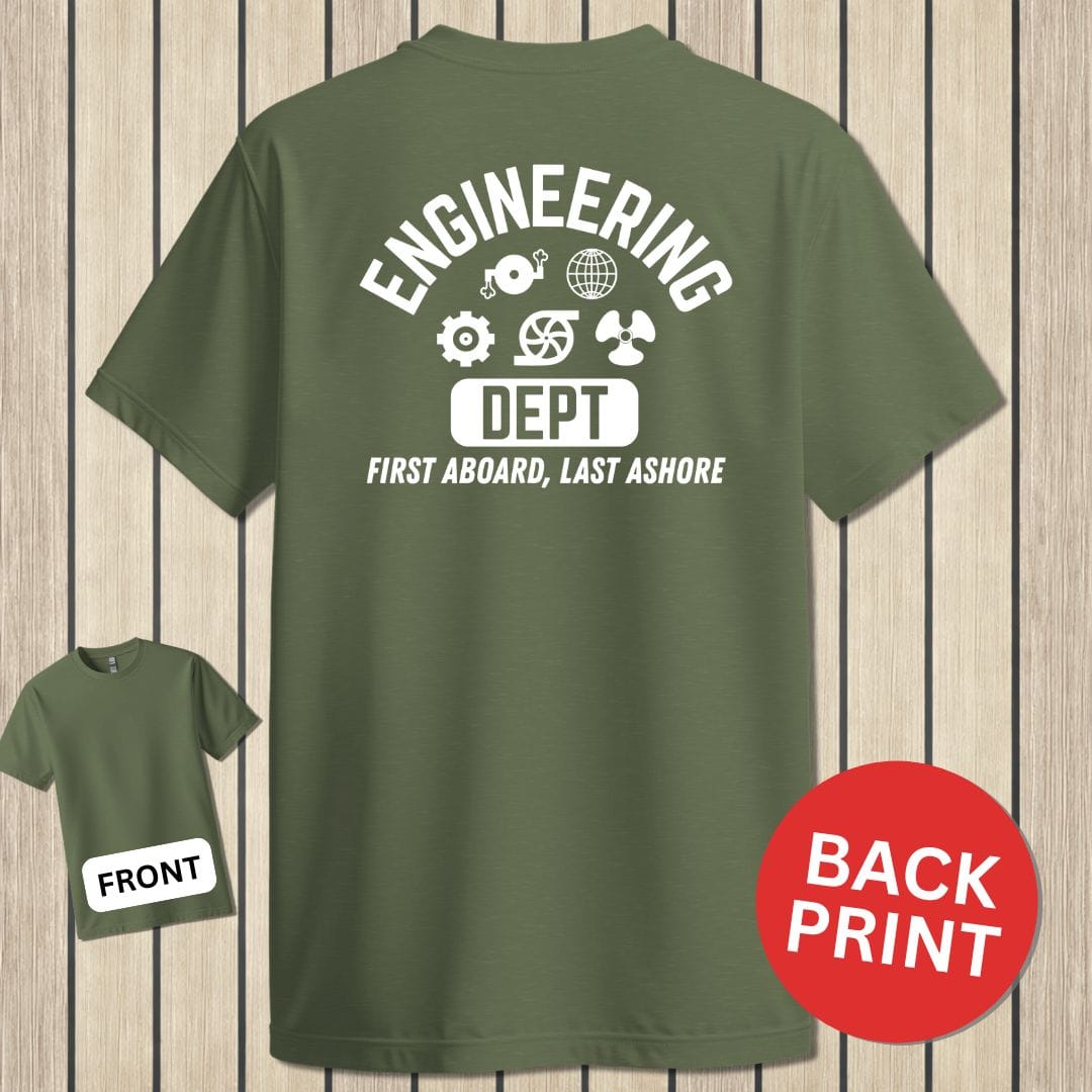 NavyHumor Classic Cotton T-shirt Military Green / S Engineering - First Aboard
