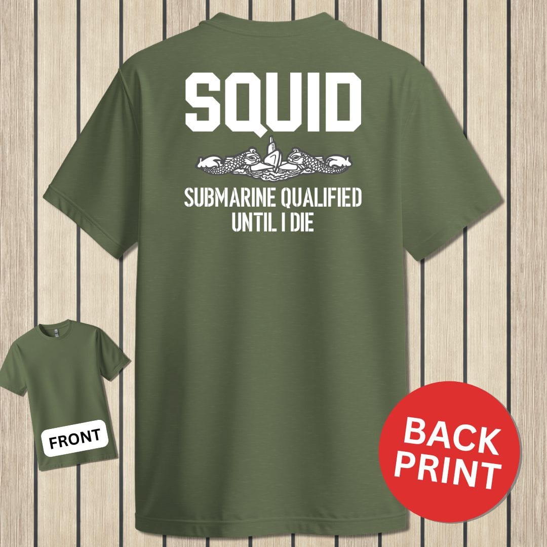 NavyHumor Classic Cotton T-shirt Military Green / S Squid - Submarine Qualified