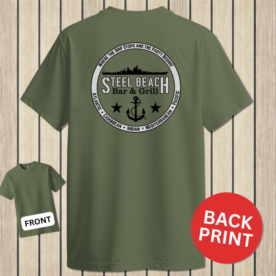 NavyHumor Classic Cotton T-shirt Military Green / S Steel Beach Bar & Grill - Surface