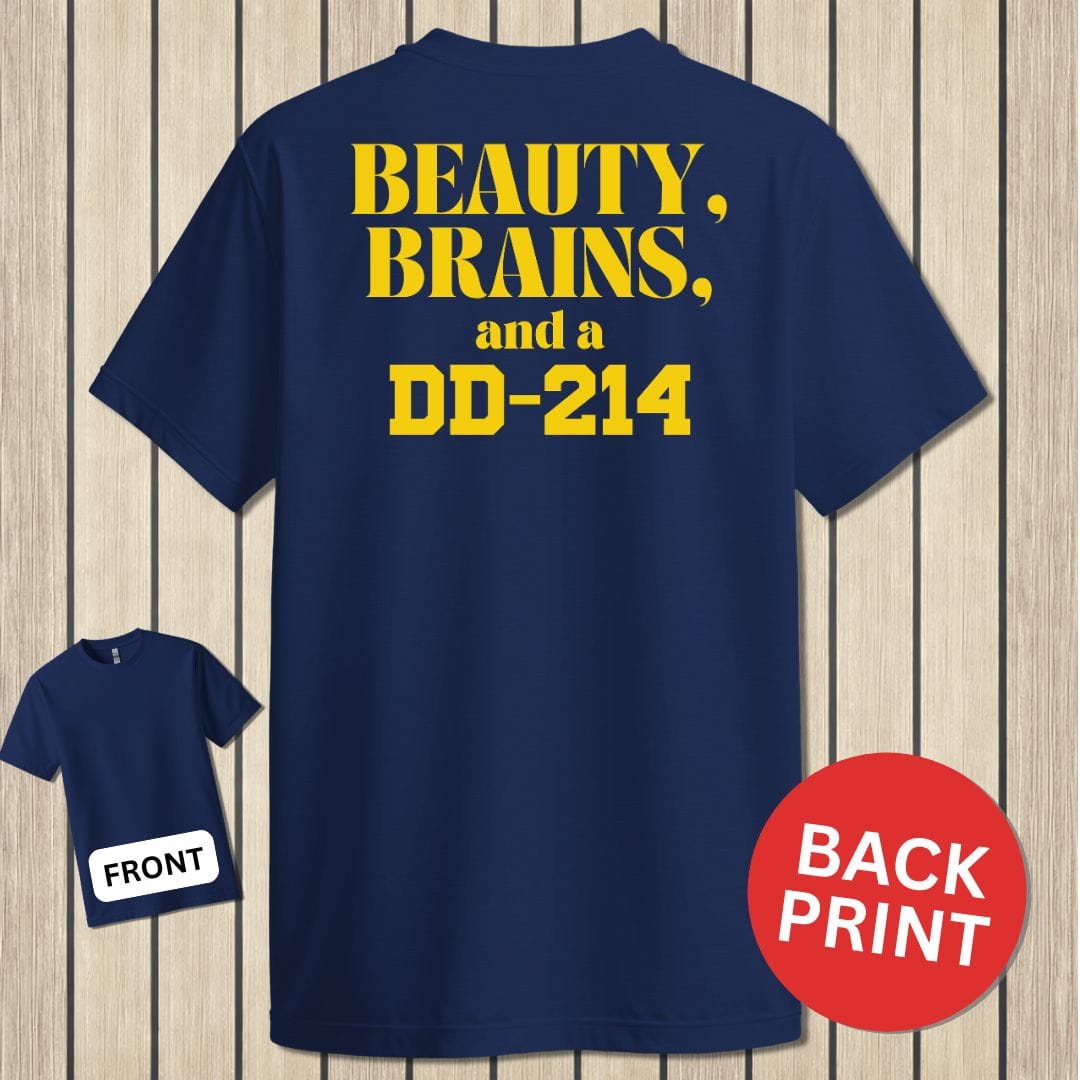 NavyHumor Classic Cotton T-shirt Navy / S Beauty, Brains and a DD-214