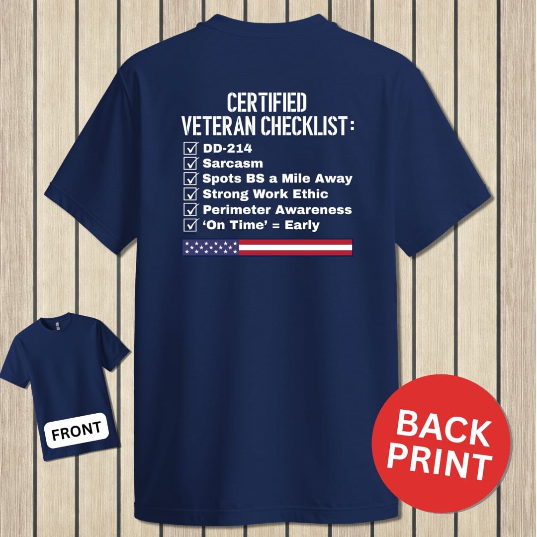 NavyHumor Classic Cotton T-shirt Navy / S Certified Veteran Checklist