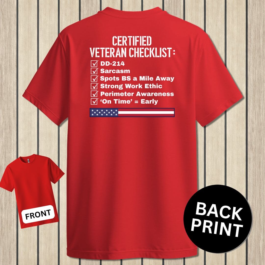 NavyHumor Classic Cotton T-shirt Red / S Certified Veteran Checklist