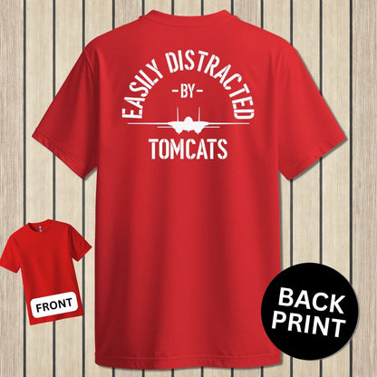 NavyHumor Classic Cotton T-shirt Red / S Easily Distracted By Tomcats