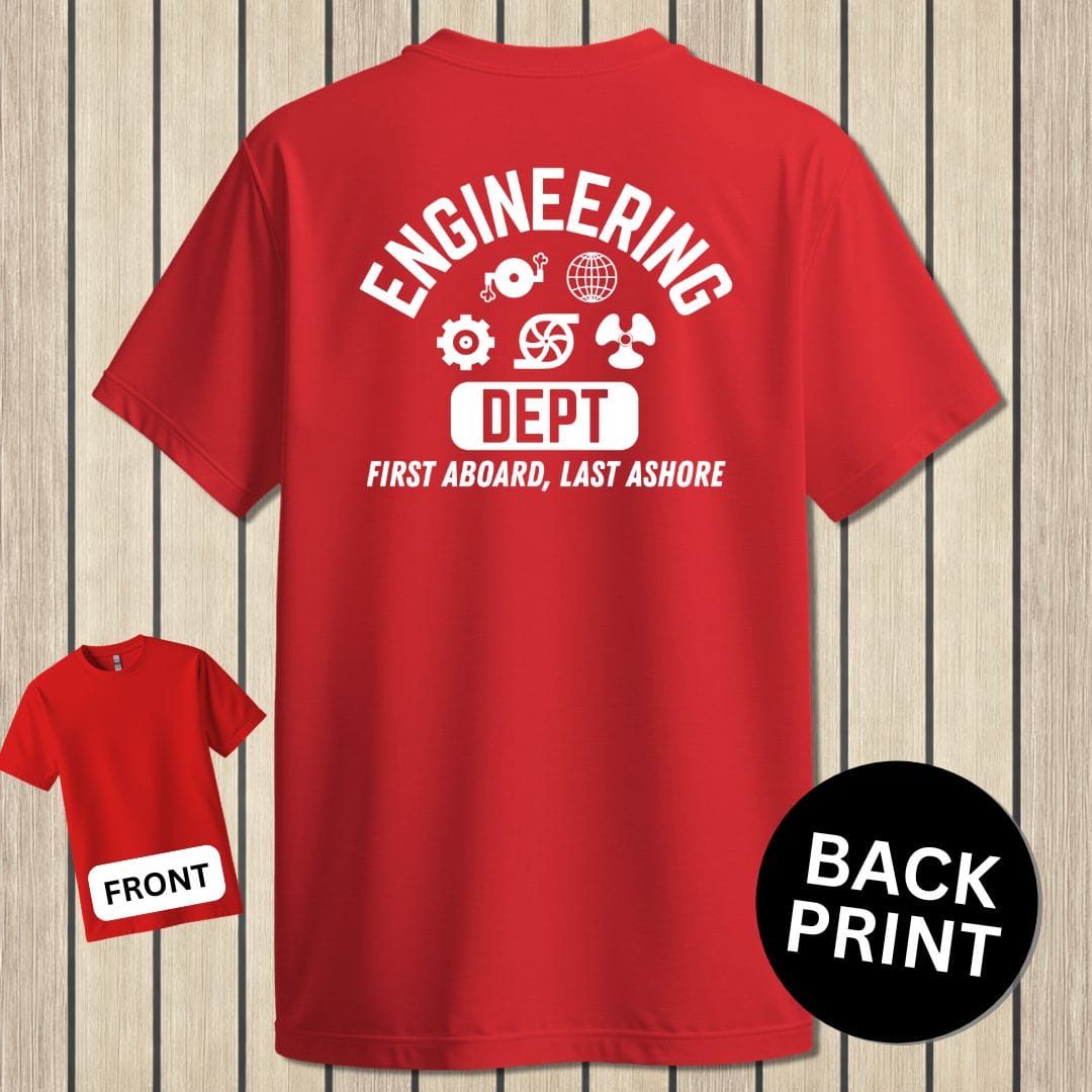 NavyHumor Classic Cotton T-shirt Red / S Engineering - First Aboard