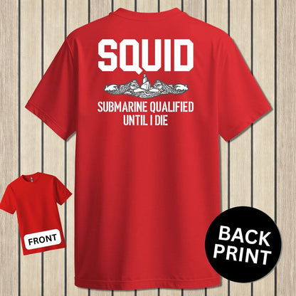 NavyHumor Classic Cotton T-shirt Red / S Squid - Submarine Qualified