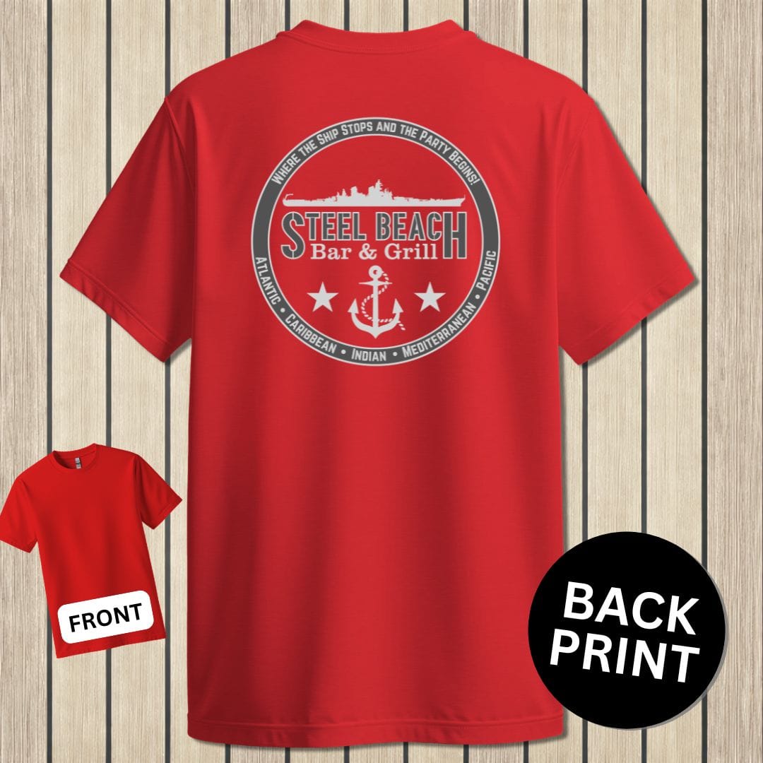 NavyHumor Classic Cotton T-shirt Red / S Steel Beach Bar & Grill - Surface