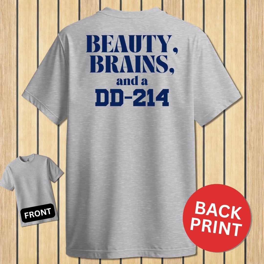 NavyHumor Classic Cotton T-shirt Sport Grey / S Beauty, Brains and a DD-214