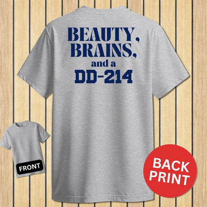 NavyHumor Classic Cotton T-shirt Sport Grey / S Beauty, Brains and a DD-214