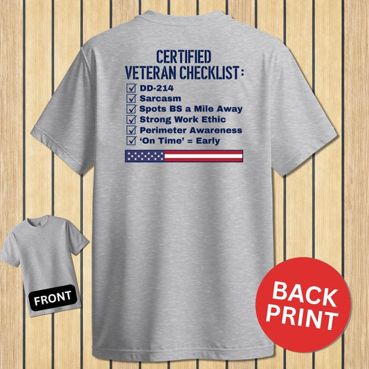 NavyHumor Classic Cotton T-shirt Sport Grey / S Certified Veteran Checklist