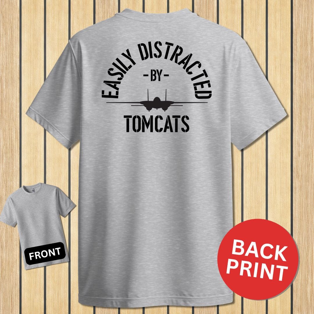 NavyHumor Classic Cotton T-shirt Sport Grey / S Easily Distracted By Tomcats