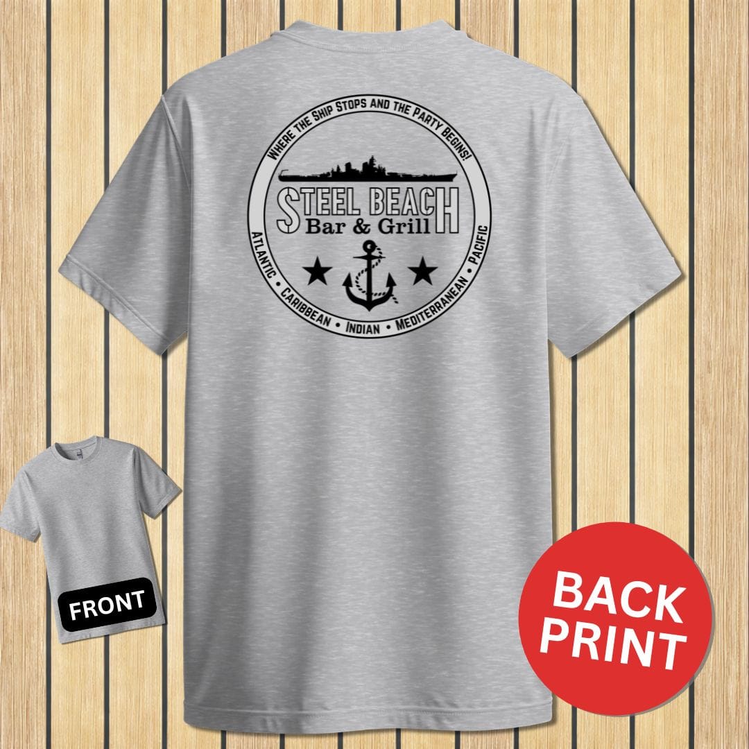 NavyHumor Classic Cotton T-shirt Sport Grey / S Steel Beach Bar & Grill - Surface