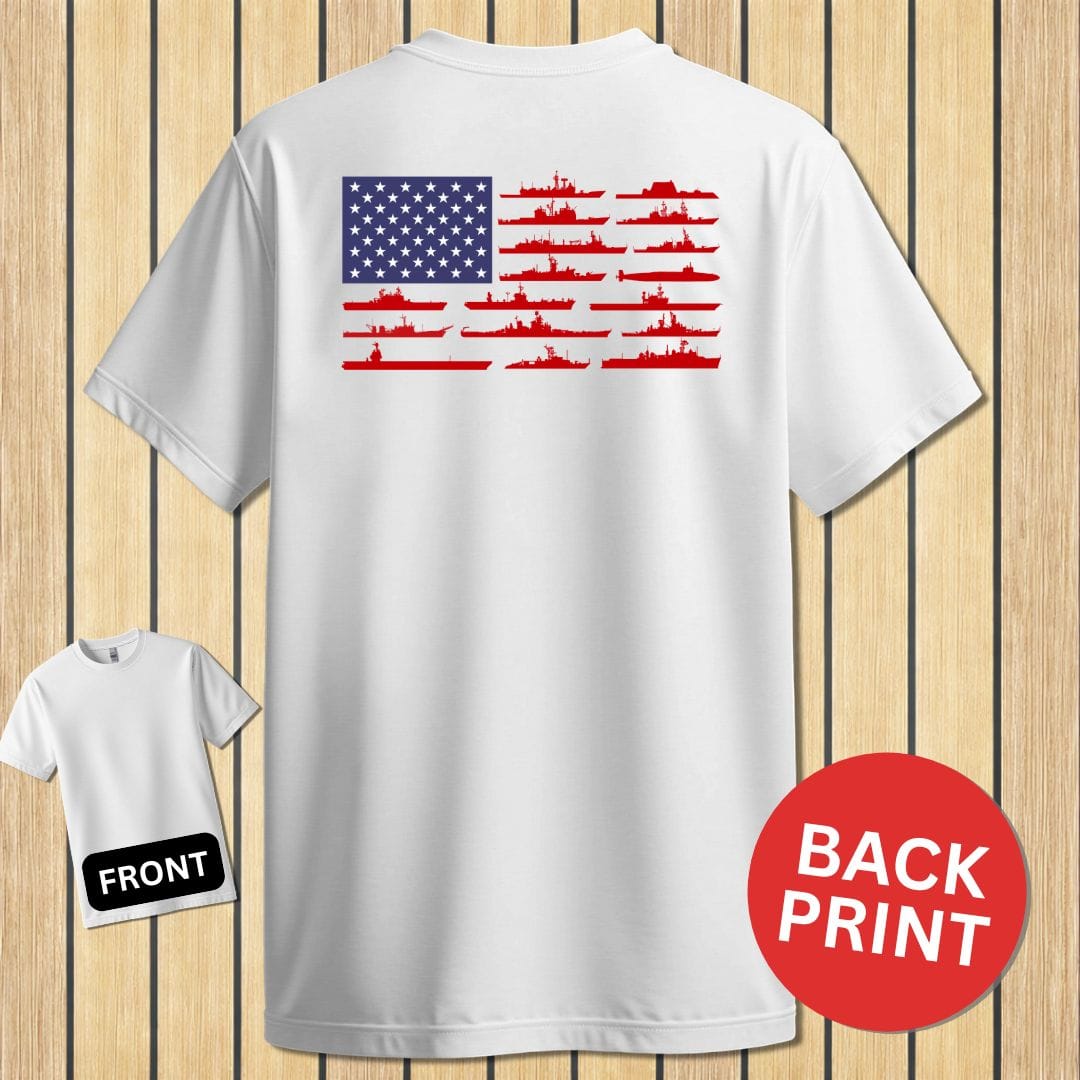 NavyHumor Classic Cotton T-shirt White / S American Fleet