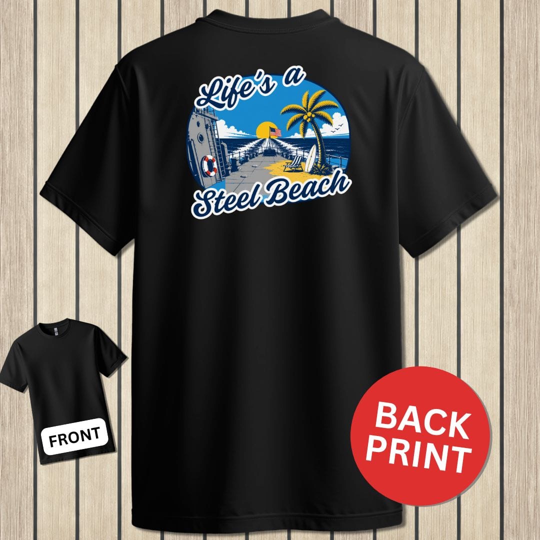 NavyHumor Classic Tee Black / S Life's A Steel Beach