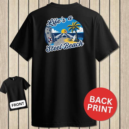 NavyHumor Classic Tee Black / S Life's A Steel Beach