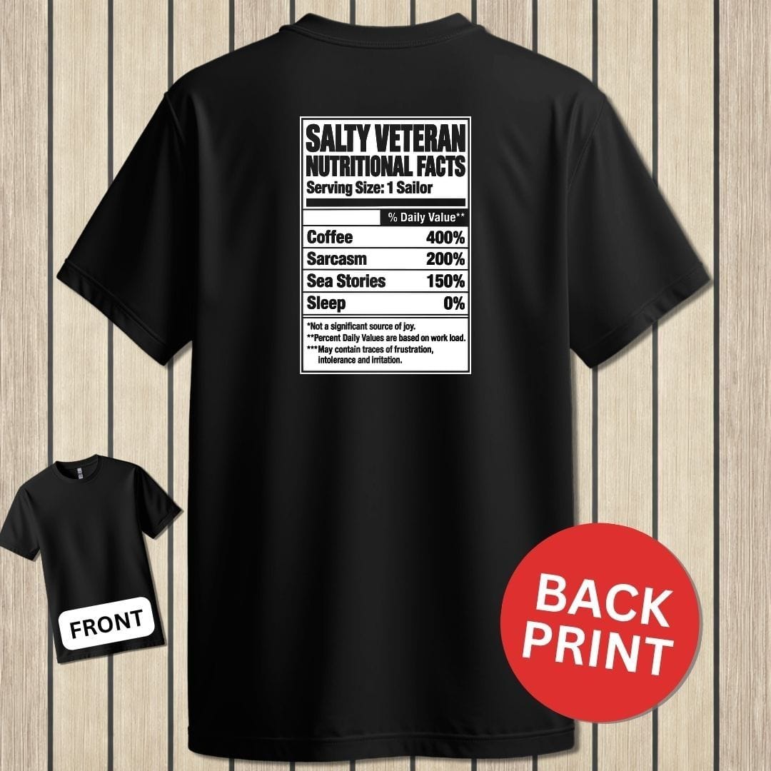 NavyHumor Classic Tee Black / S Salty Veteran Nutritional Facts