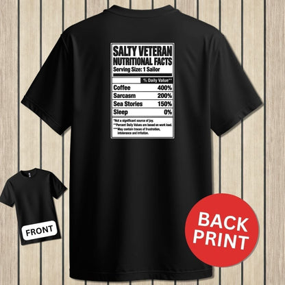 NavyHumor Classic Tee Black / S Salty Veteran Nutritional Facts