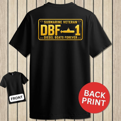 NavyHumor Classic Tee Black / S Submarine Veteran - DBF License Plate