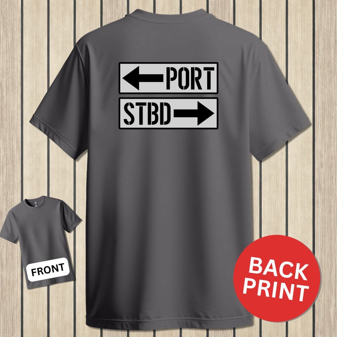 NavyHumor Classic Tee Charcoal / S PORT STBD Sign