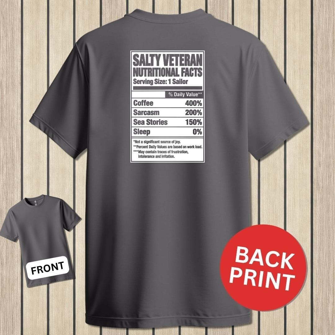 NavyHumor Classic Tee Charcoal / S Salty Veteran Nutritional Facts