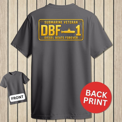 NavyHumor Classic Tee Charcoal / S Submarine Veteran - DBF License Plate