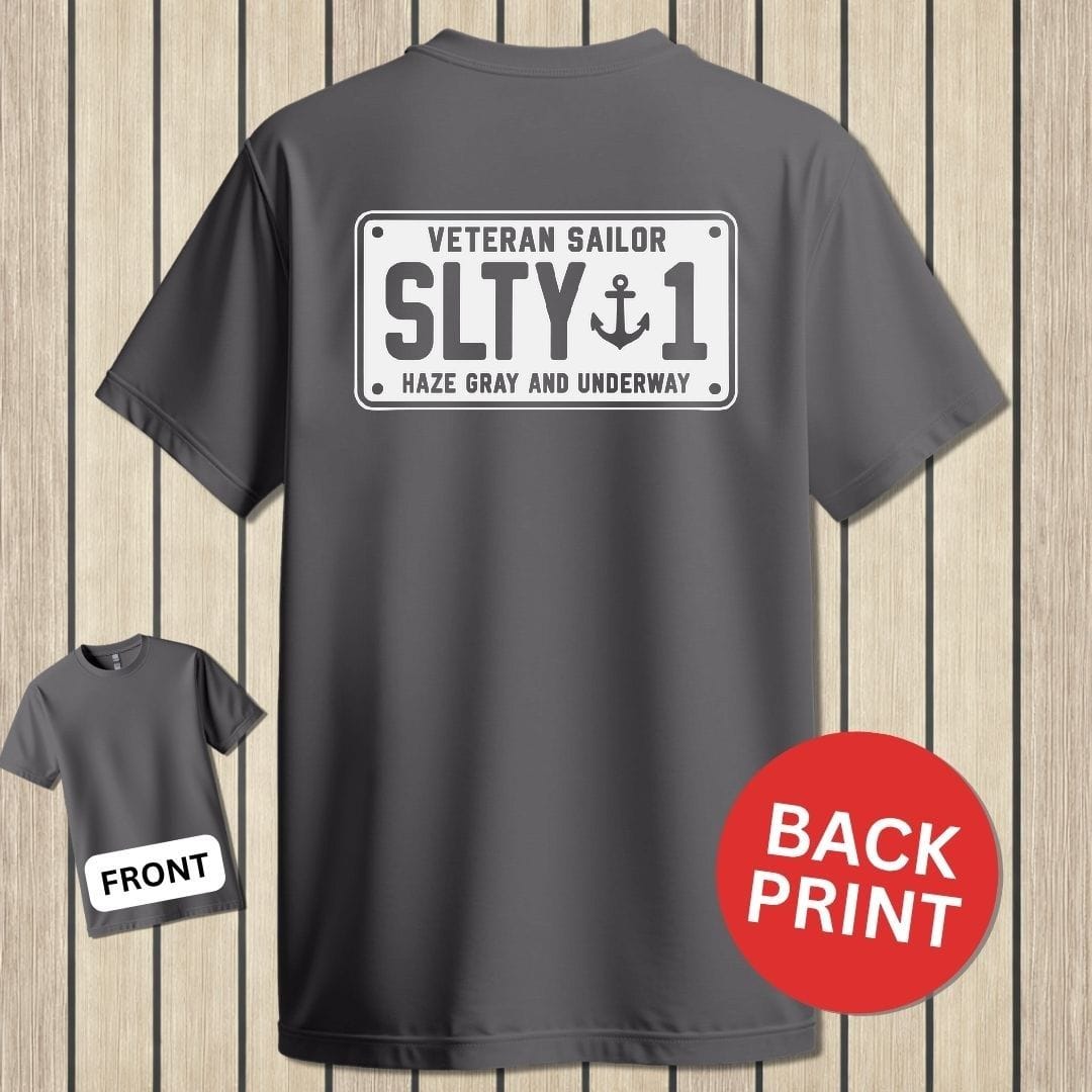 NavyHumor Classic Tee Charcoal / S Veteran Sailor License Plate