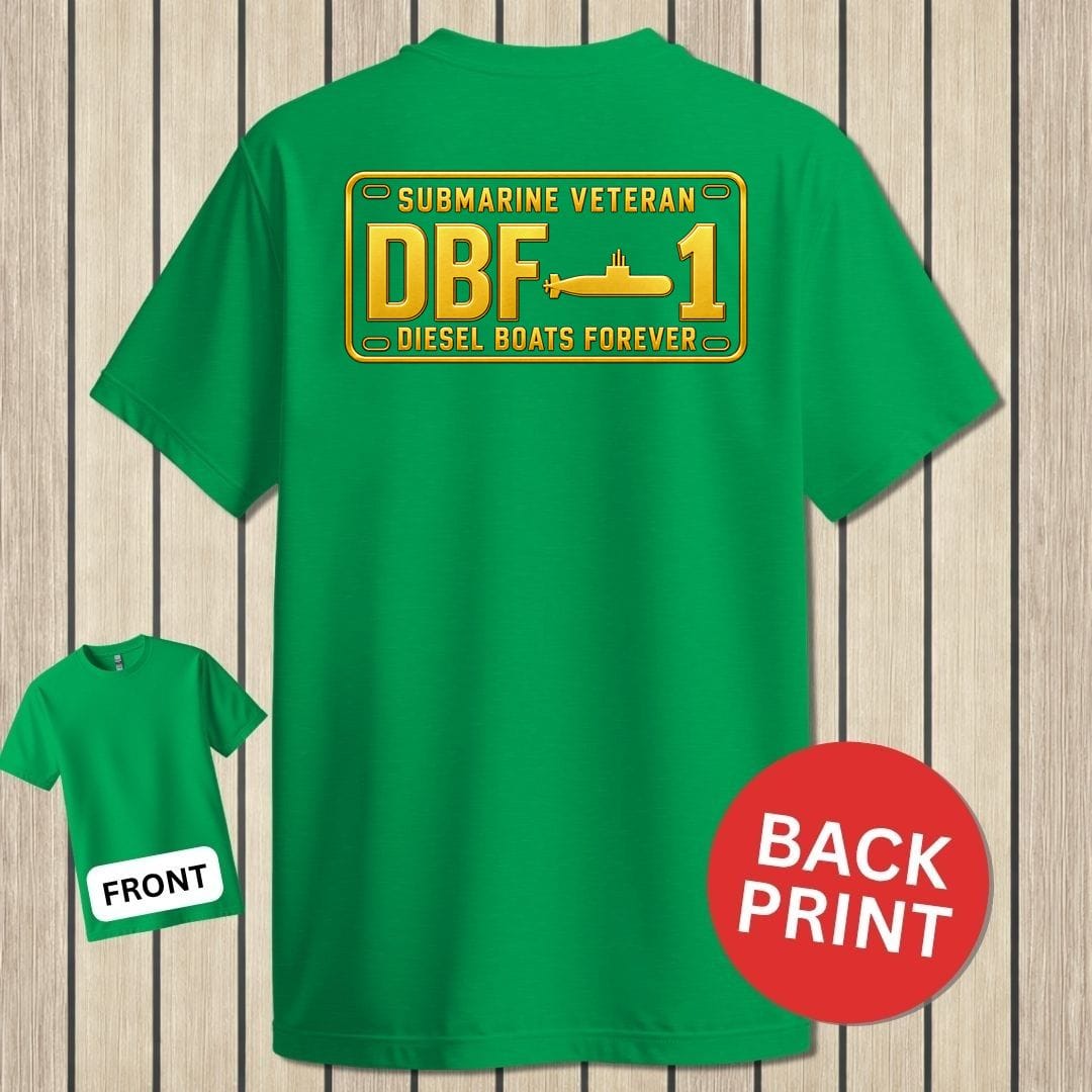 NavyHumor Classic Tee Irish Green / S Submarine Veteran - DBF License Plate