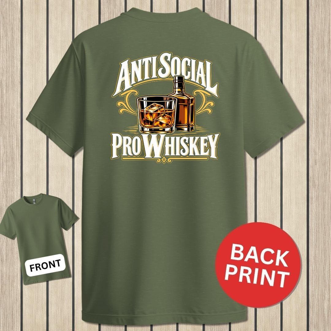 NavyHumor Classic Tee Military Green / S Anti Social, Pro Whiskey